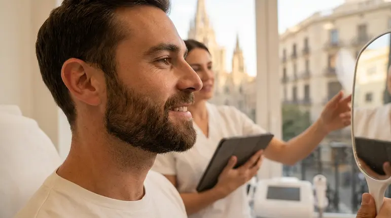 injerto de barba y bigote